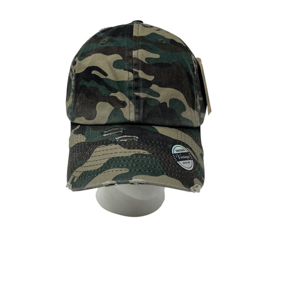 NWT Adult Camouflage Distressed Baseball‎ Hat Cap Low Profile Adjustable Cotton - Picture 1 of 6